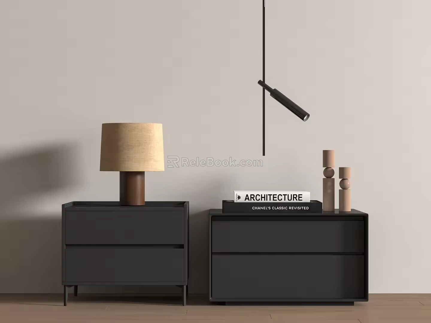 Modern Log Bedside Cabinet 3d model