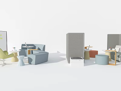 Modern Public Chairs With Colorful Design For Comfortable Public Rest Area Seating 3d model