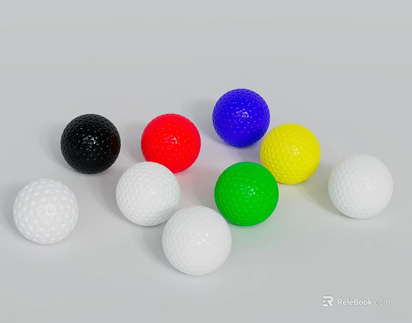 Assorted Color Golf Balls Sports Equipment For Training And Game Use 3d model 