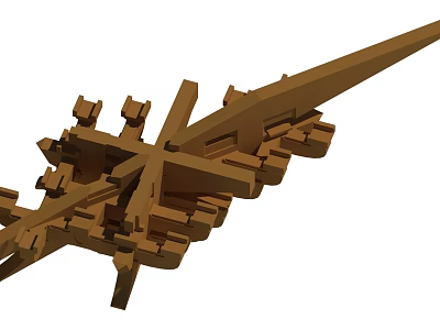 Chinese-style Dou Gong Five-shop Heavy Cong Single Copy Single Lower Ang 3d model