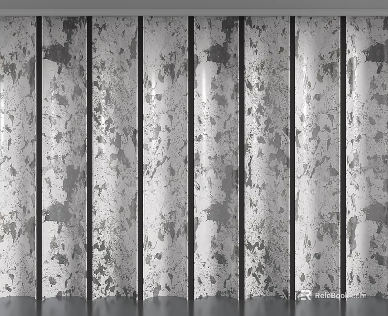 Gray Distressed Striped Background Wall Interior Design With Weathered Texture And Vertical Patterns 3d model 