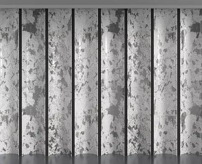 Gray Distressed Striped Background Wall Interior Design With Weathered Texture And Vertical Patterns 3d model