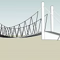 Modern Landscape Bridge Featuring Arched Suspension Structure White Pillars And Black Mesh Railings