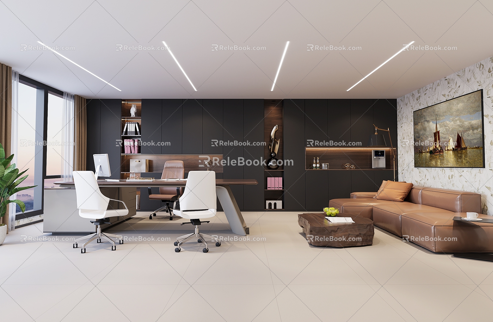 Modern Light Luxury Office of the President 3d model