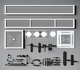 Modern air outlet air conditioning port hardware combination 3d model