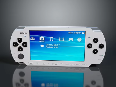 Sony PSP White Portable Gaming Device With Music Photo Game And Memory Stick 3d model