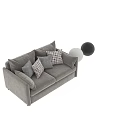 Modern Two Seater Sofa In Grey Fabric With Multiple Checkered Pillows 3d model