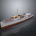 Vintage White Hull Ship Model With Orange Bottom Two Chimneys Upper Deck And Windows 3d model