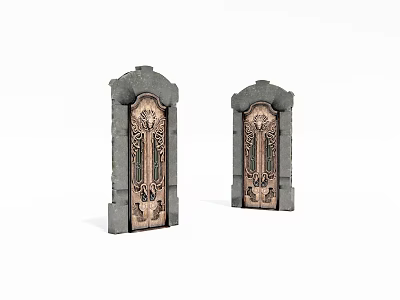 Two Decorative Stone Door Frames With Intricate Carvings And Ornate Details 3d model