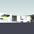 Modern Architectural Design Featuring Geometric Structure White Facade And Green Accents On Building Exterior