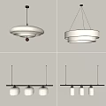 Modern Minimalist Pendant Lights Featuring White Circular Linear And Unique Design Styles 3d model