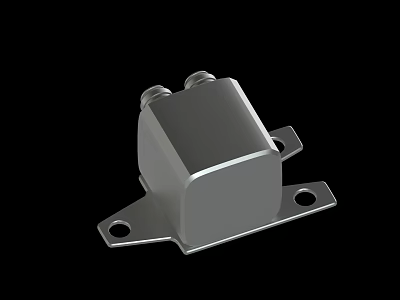 Metallic Square Industrial Component With Mounting Holes And Top Connectors 3d model