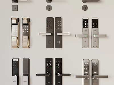 Smart lock fingerprint lock combination lock electronic lock door lock door handle door handle 3d model