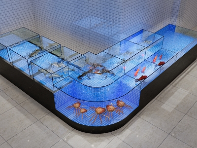 Restaurant seafood pool double seafood pool renderings model