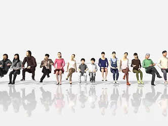 Sitting people sitting posture sitting Asian yellow Chinese 3d model