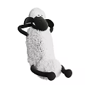 Cute Plush Sheep Doll with Soft White Fur Black Face Relaxed Sitting Pose