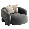 Modern Beige Lounge Chair With Soft Fabric Curved Arms And Comfortable Cushions