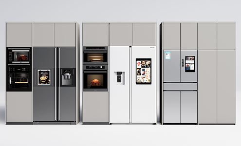 Modern refrigerator built-in refrigerator double door refrigerator oven microwave oven 3d model