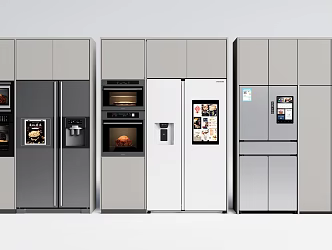 Modern refrigerator built-in refrigerator double door refrigerator oven microwave oven 3d model