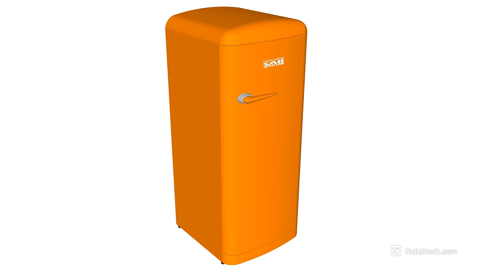 Stylish Orange ACE Refrigerator Featuring Single Door Design And Silver Handle 3d model 