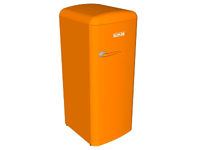 Stylish Orange ACE Refrigerator Featuring Single Door Design And Silver Handle 3d model