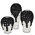 Three Piece Decorative Ornament Set With Blue Flower Decor And White Vases