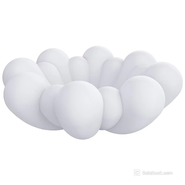 White Lazy Sofa with Rounded Multiple Cushion Design for Cozy Living Area 3d model 