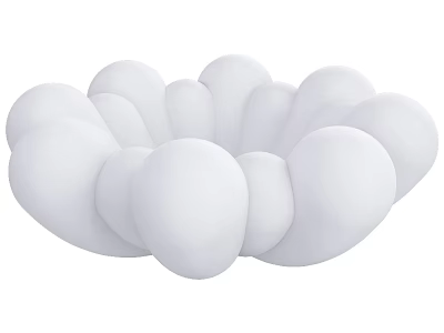 White Lazy Sofa with Rounded Multiple Cushion Design for Cozy Living Area 3d model
