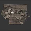 Modern Demolition Site Collapsed Brick Pile With Scattered Stone Debris