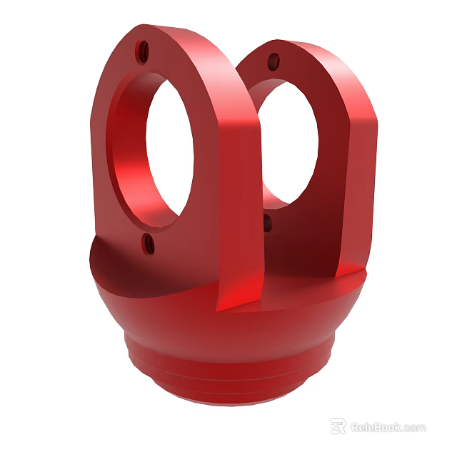 Red Metal Mechanical Component With Double Circular Rings And Base Structure 3d model 