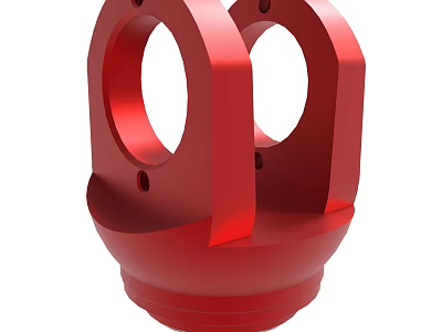 Red Metal Mechanical Component With Double Circular Rings And Base Structure 3d model
