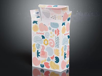 Colorful Patterned Paper Bag For Daily Use With Abstract Shapes And Vibrant Design 3d model