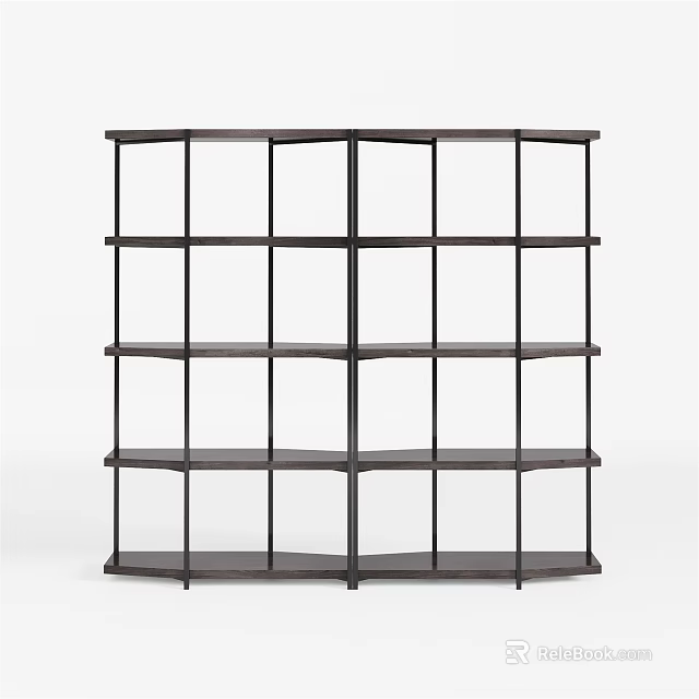 Modern Black Open Bookcase With Multiple Shelves Sturdy Frame And Geometric Structure 3d model