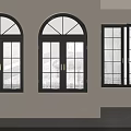 Modern Black Casement Windows With Arch Design And Glass Panels In Interior