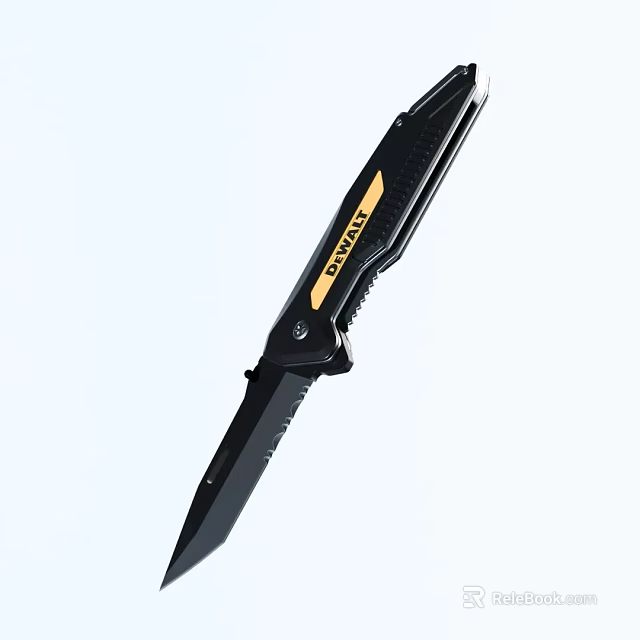 DEWALT Black And Yellow Folding Knife With Durable Handle And Sharp Blade 3d model 