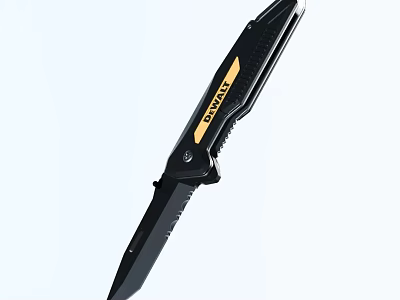 DEWALT Black And Yellow Folding Knife With Durable Handle And Sharp Blade 3d model