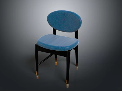 Modern Blue Upholstered Chair With Black Wooden Legs And Gold Accents 3d model