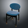 Modern Blue Upholstered Chair With Black Wooden Legs And Gold Accents