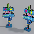 Colorful Decorative Party Signs With Vibrant Cactus Shaped Design And Party Text
