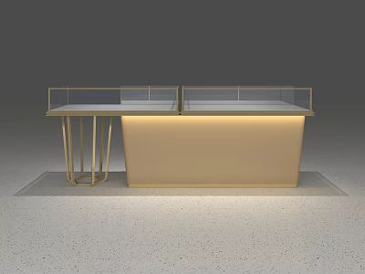 Modern Display Shelf With Glass Top And Golden Metal Frame For Retail Showcase 3d model