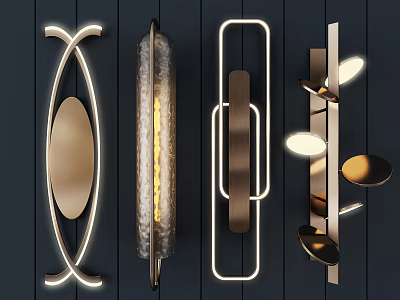 Modern Decorative Wall Lamps Featuring Unique Designs and Sleek Metallic Frames for Home Interior Lighting 3d model