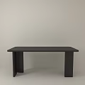 Black Rectangular Dining Table in Modern Minimalist White Room With Sleek Design 3d model