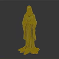 Man Statue In Long Robes With Beard Standing On Decorative Base