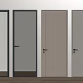 Modern Interior Hinged Doors With Glass Wooden Panels And Black Frames 3d model