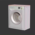 White Front Load Washing Machine With Modern Design And Digital Control Panel 3d model