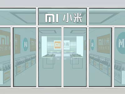 Xiaomi Modern Digital Store With Glass Front And Product Displays 3d model