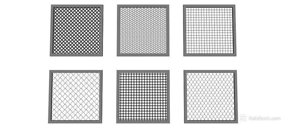 Various Decorative Interior Room Dividers With Different Grid And Mesh Patterns 3d model