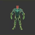Futuristic Game And Movie Character With Green Armor And Orange Accents
