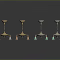 Elegant Decorative Candle Holders With Four Stylish Metal Bases And Colored Tassel Accents