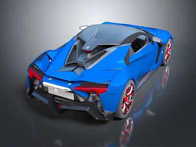 Blue Modern Sports Car With Sleek Design Red Wheels And Black Accents 3d model